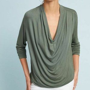 Anthropologie Maeve Melissa Draped Olive Green Top - Size S